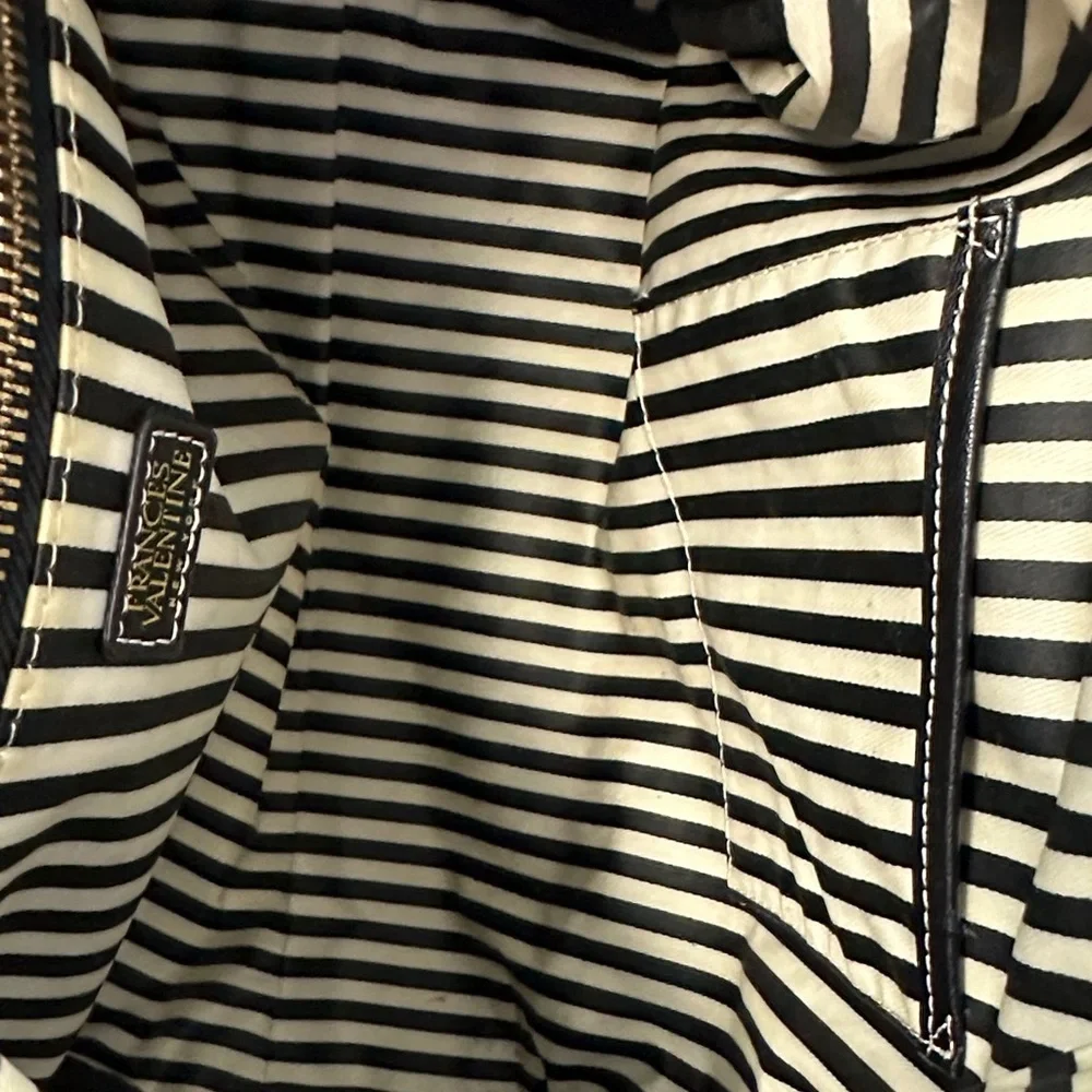 Frances Valentine Black Nylon Cosmetic Bag Travel Makeup Case Zip Top Designer